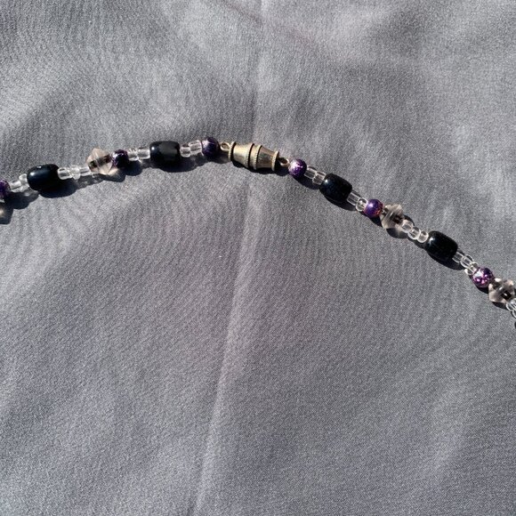 JEWELRY - 17.5in strung beaded drop necklace zebra striped, black, white, pink - Picture 6 of 12